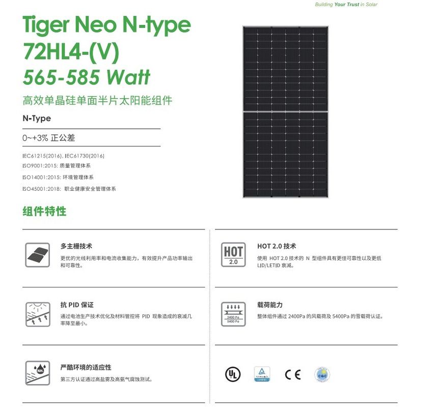 Đĩa năng lượng mặt trời Jinko Qcells 560W 565W 570W 575W 580W Đĩa năng lượng mặt trời