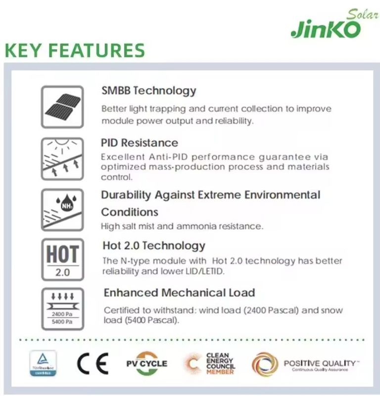 Jinko Panel Solar 550 watt 540w 545w 550w tấm pin mặt trời đơn jinko P-Type PV panel