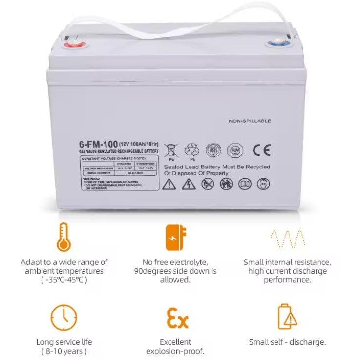 Van chu kỳ sâu điều chỉnh sạc lại 65ah 75ah 85ah 100ah 150ah 200ah 12 Volt 12v Gel pin axit chì kín mặt trời